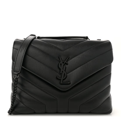 Saint Laurent Calfskin Y Quilted Monogram Monochrome Small Loulou Chain Satchel Black 1 of 7