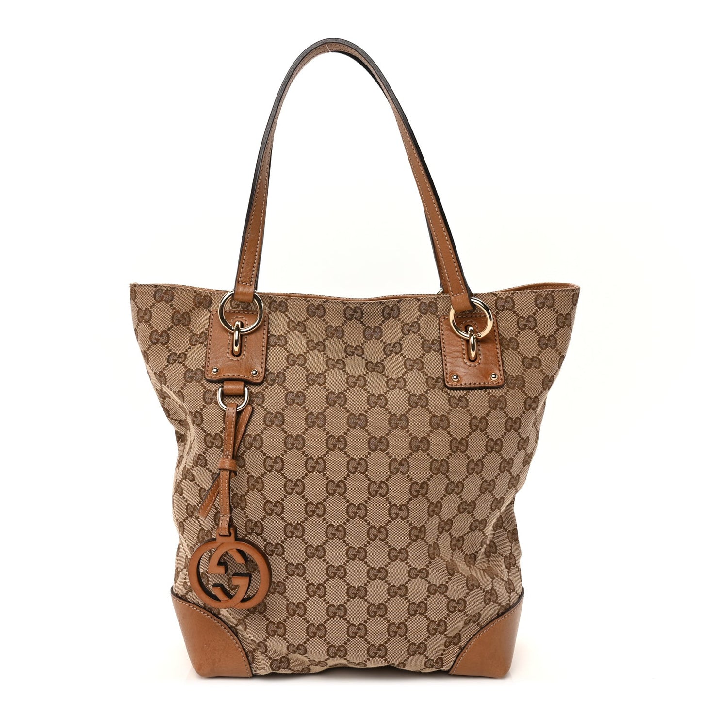 GG Monogram Medium Charm Tote Light Brown