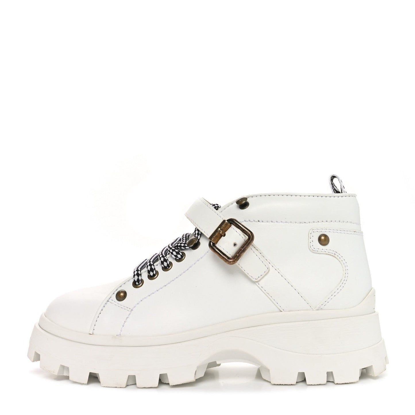 Calfskin Lace Up Ankle Boots 40 White