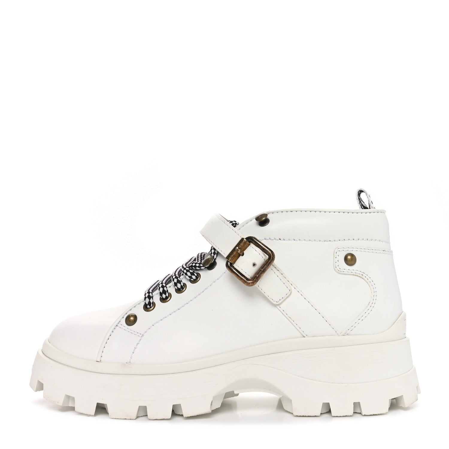 Miu Miu Calfskin Lace Up Ankle Boots 40 White 1 of 7
