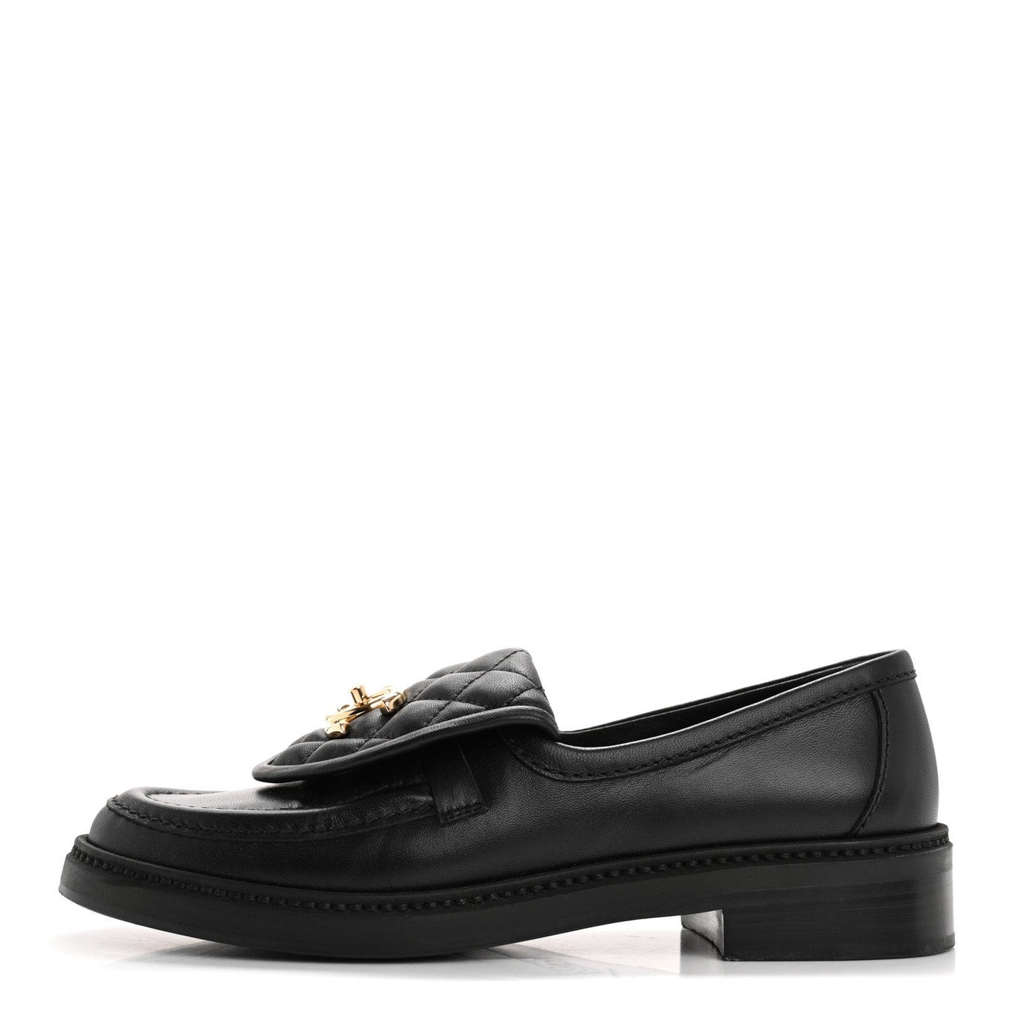 Lambskin Quilted CC TurnLock Loafers 36 Black