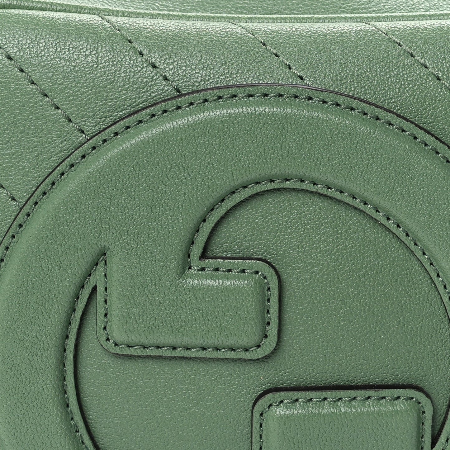 Sakai Be Green Calfskin Diagonal Stitched Small Blondie Shoulder Bag Green Soil Grass