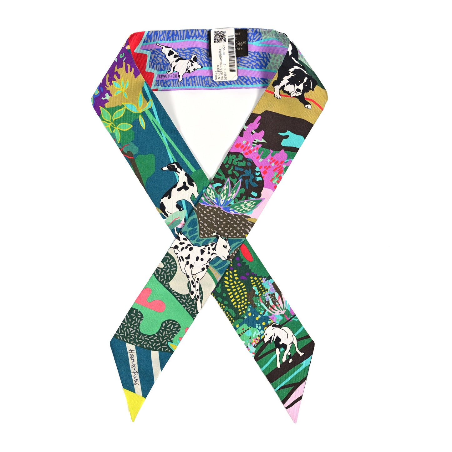 Silk En Liberte Twilly Vert Cyclamen Multicolor