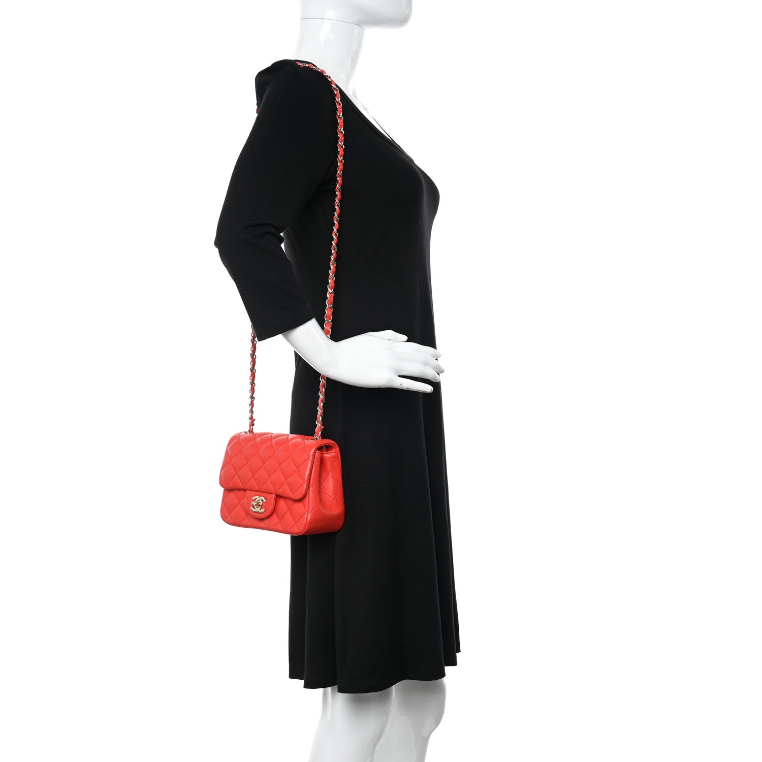 Chanel Lambskin Quilted Mini Square Flap Red 2 of 10