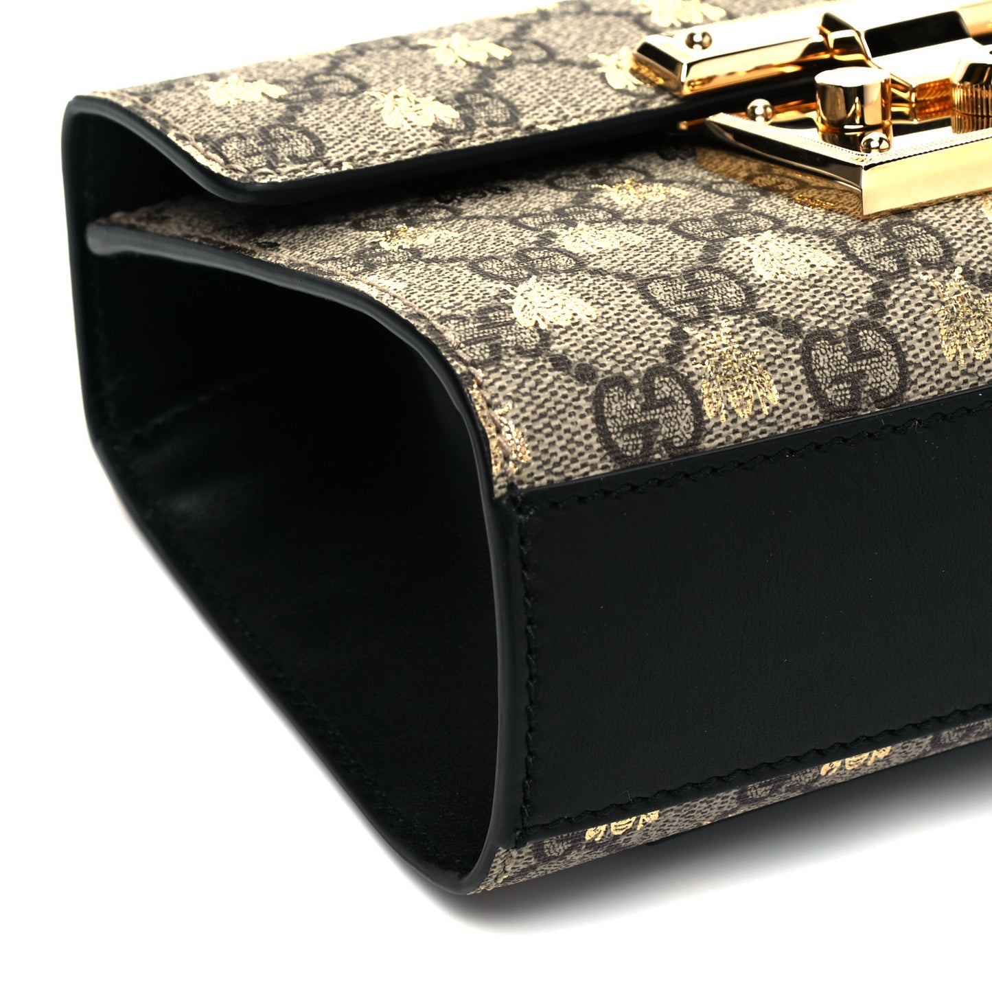 GG Supreme Monogram Bees Small Padlock Shoulder Bag Black