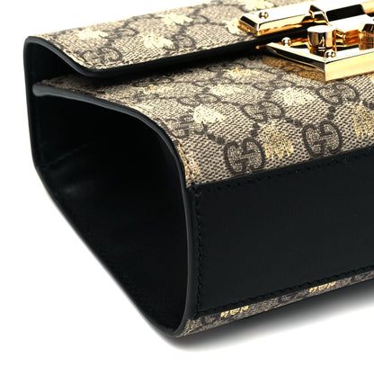 Gucci GG Supreme Monogram Bees Small Padlock Shoulder Bag Black 8 of 9