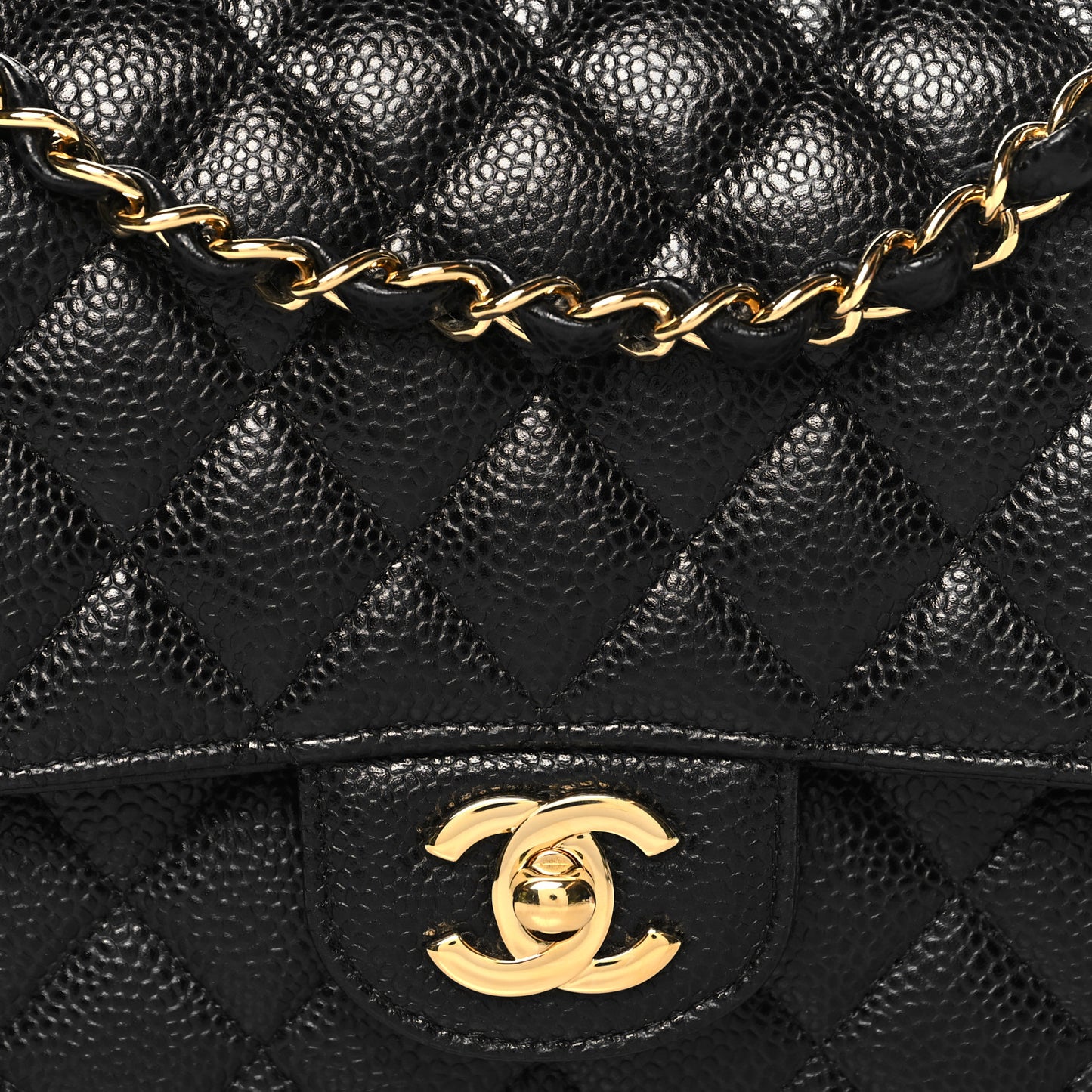 Caviar Quilted Medium Double Flap Black