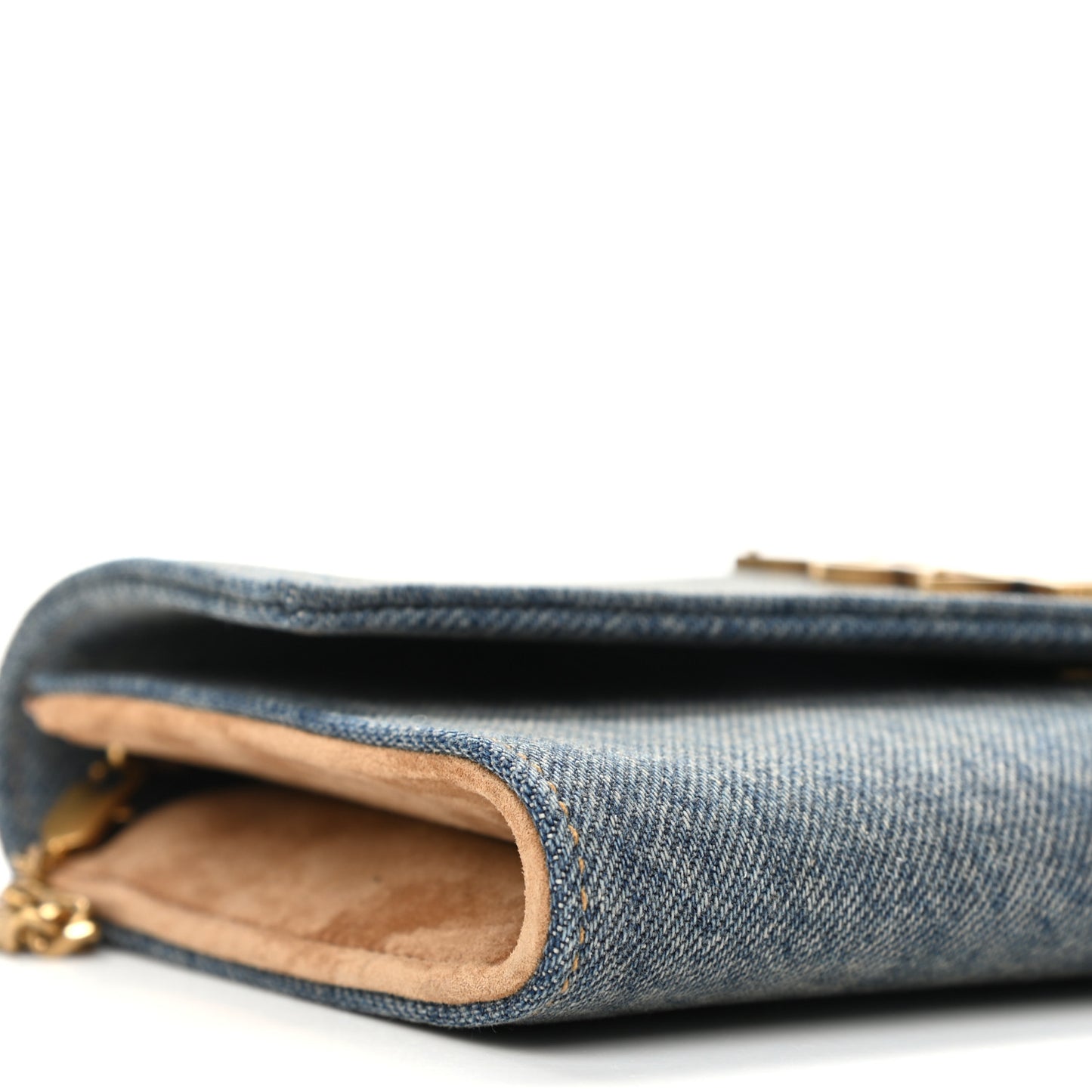 Denim Monogram Chain Wallet Rodeo Blue Cinnamon