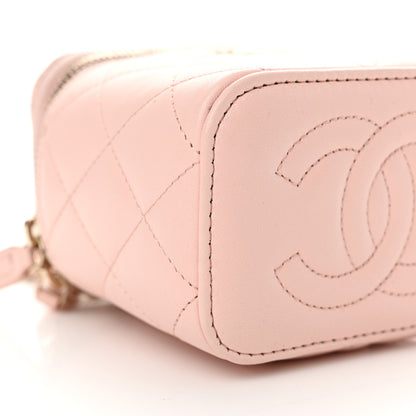 Chanel Lambskin Quilted Mini Top Handle Vanity Case With Chain Light Pink 9 of 10