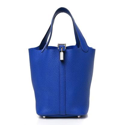 Hermes Taurillon Clemence Picotin Lock 18 PM Bleu France 1 of 10