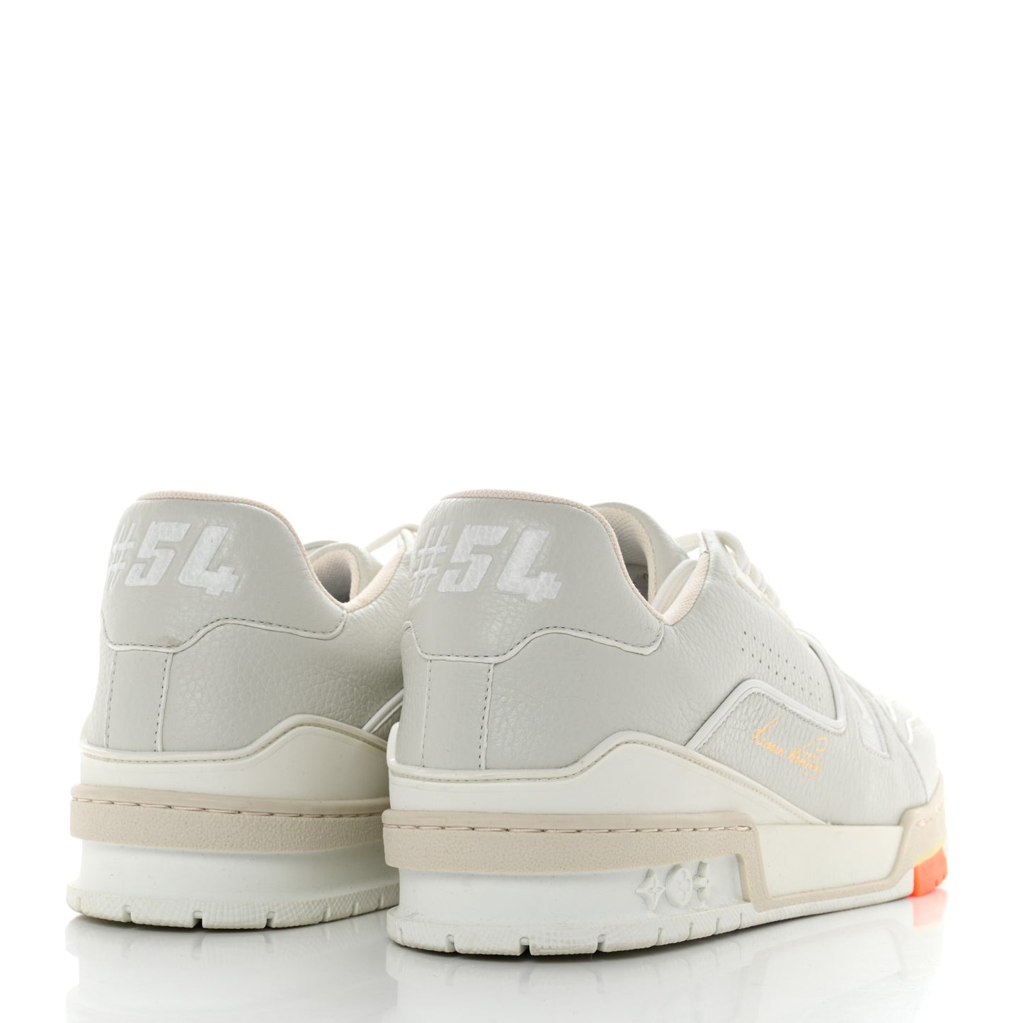 Calfskin Mens LV Trainer Sneakers 8 White