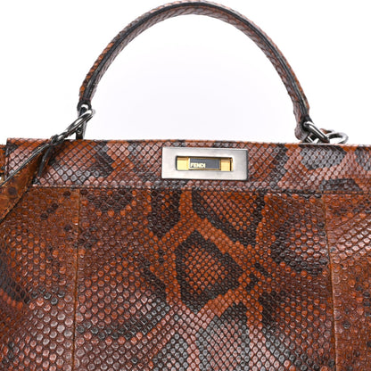 Fendi Snakeskin Large Peekaboo Iconic Satchel Brown 6 of 7