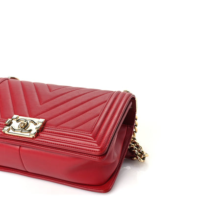 Chanel Lambskin Chevron Quilted Medium Boy Flap Red 9 of 9