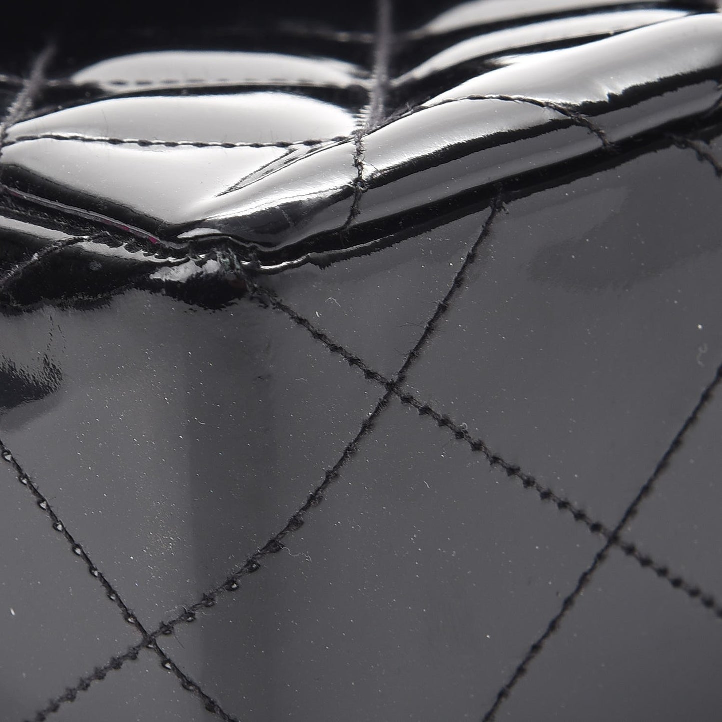 Patent Quilted Medium Single Flap Black