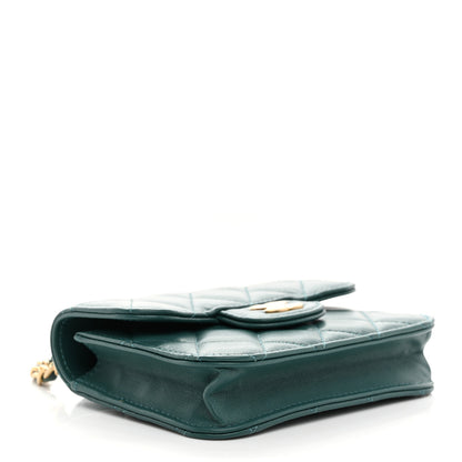 Chanel Lambskin Quilted Top Handle Flap Coin Purse With Chain Green 4 of 11
