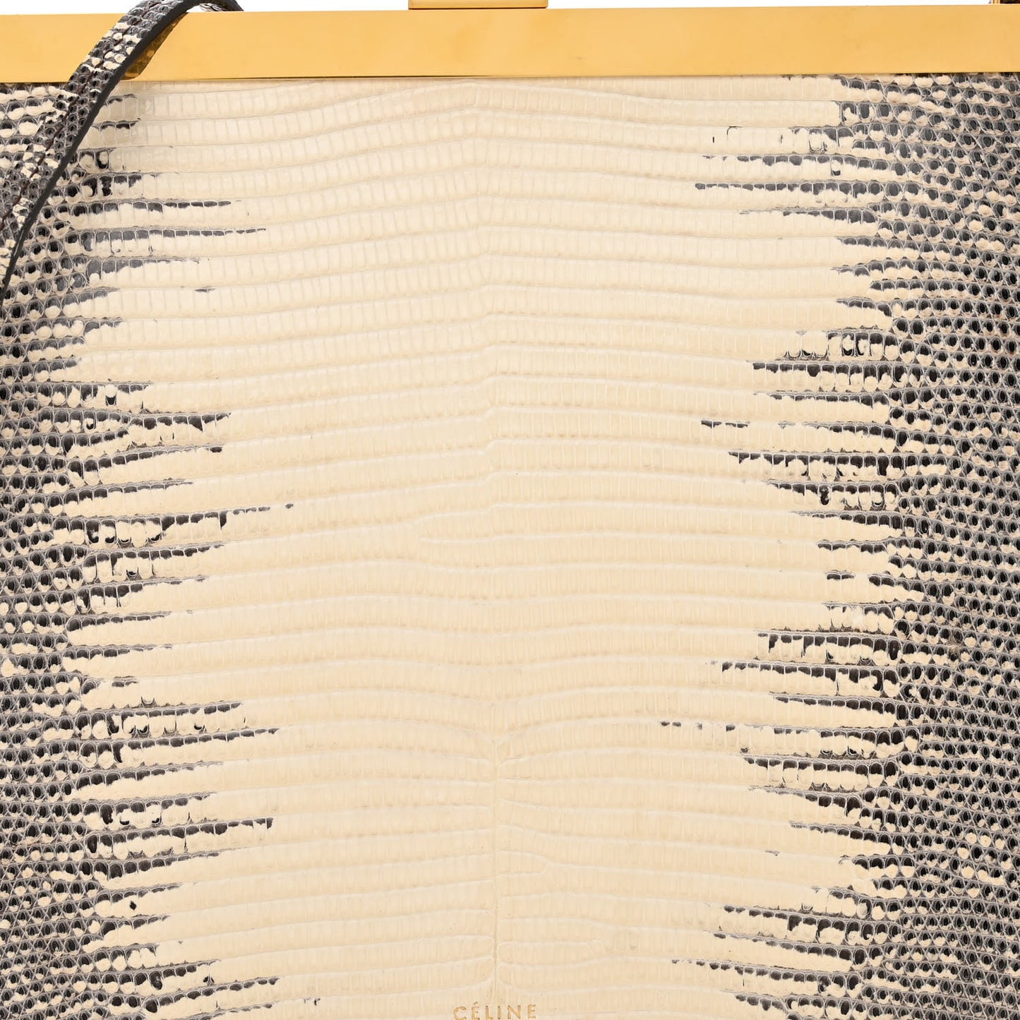 Lizard Mini Clasp Bag Black White