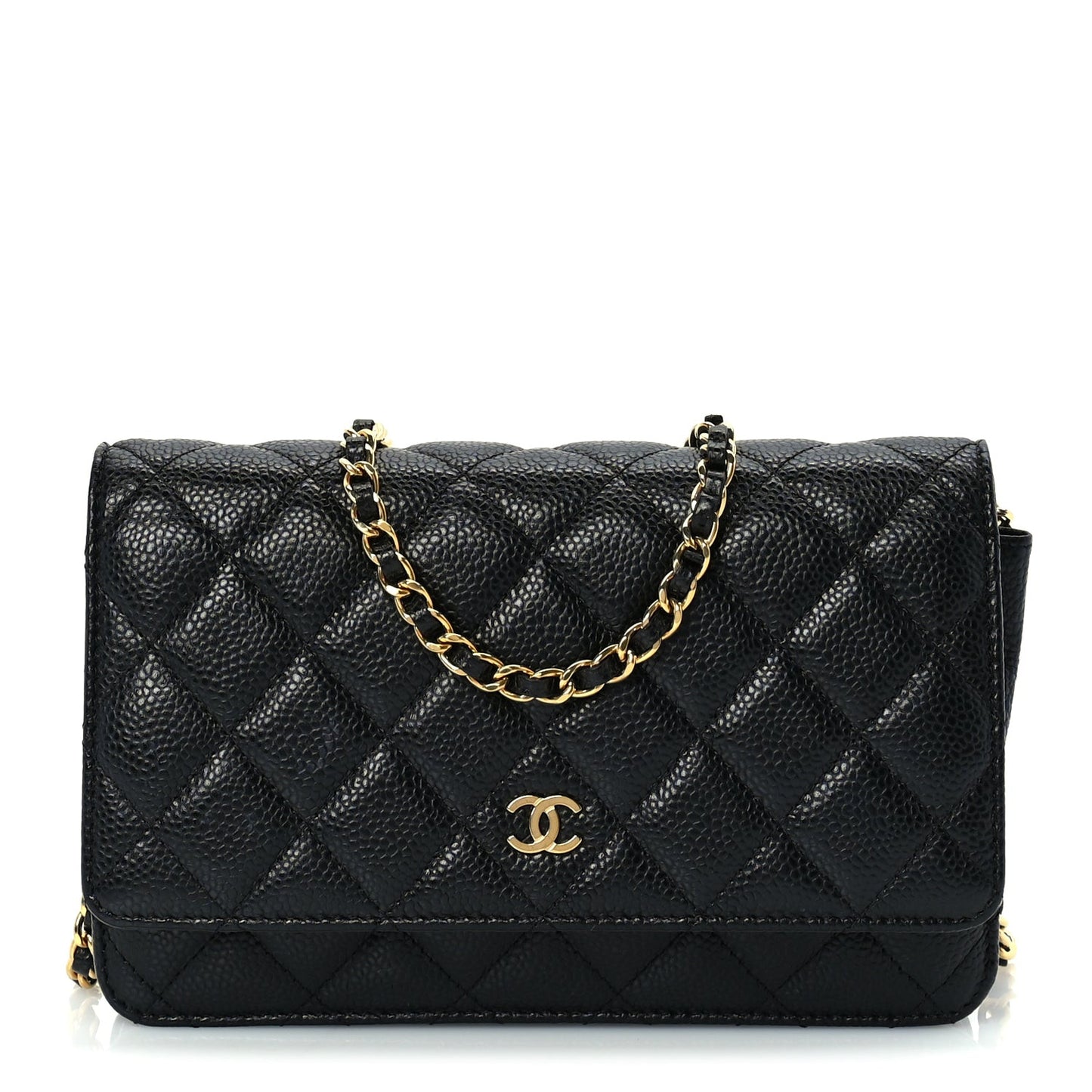 Caviar Quilted Wallet On Chain WOC  Black