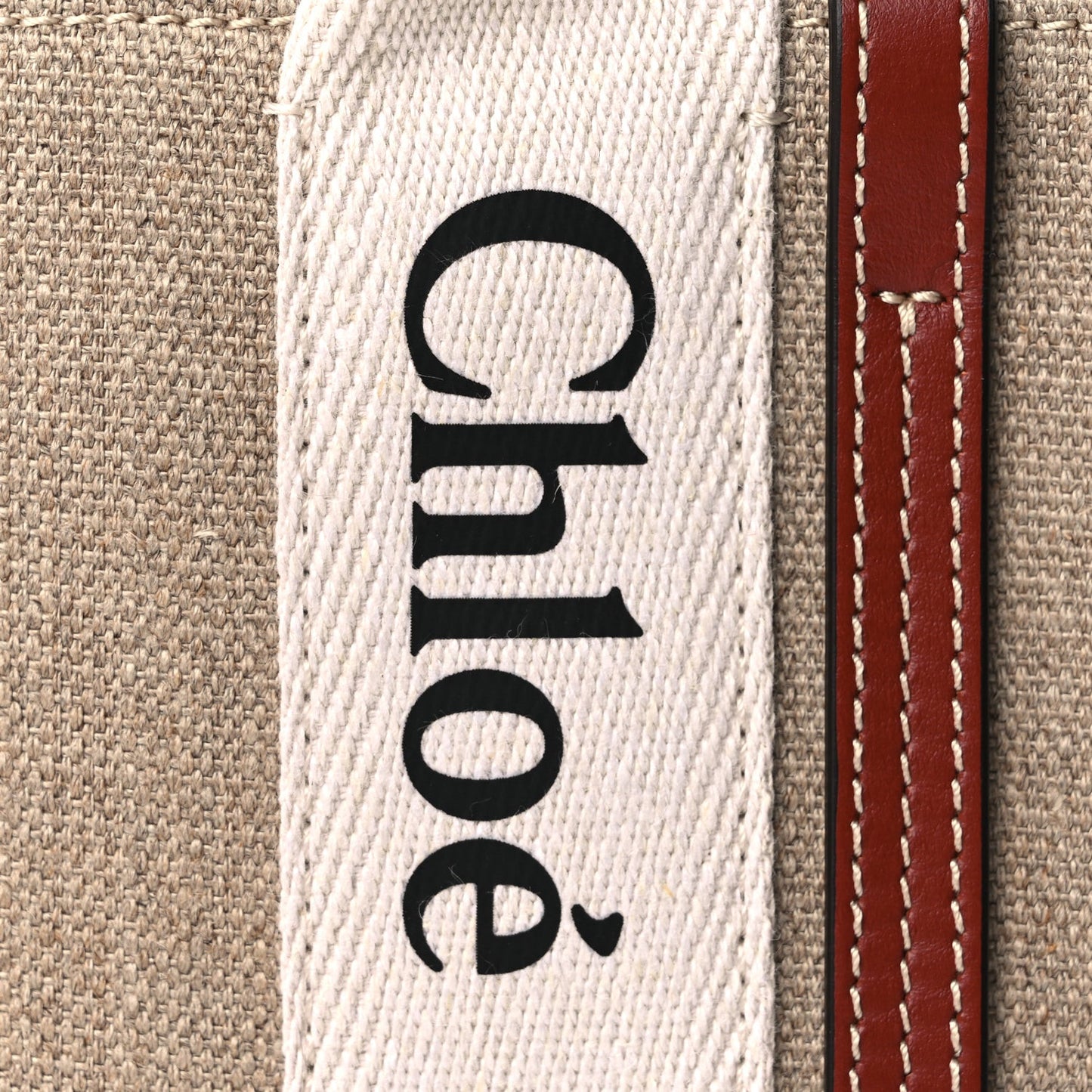 Cotton Calfskin Mini Woody Ribbon Tote White Brown
