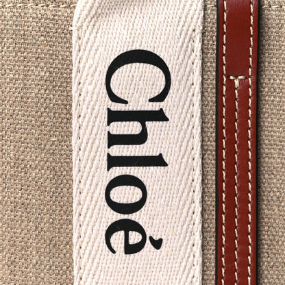 Chloe Cotton Calfskin Mini Woody Ribbon Tote White Brown 8 of 10