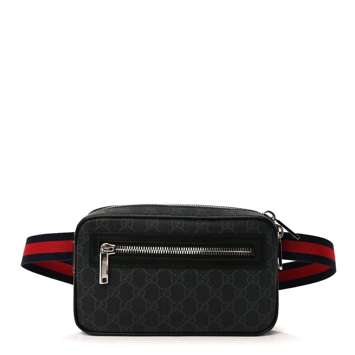 Soft GG Supreme Monogram Web Belt Bag Black Grey