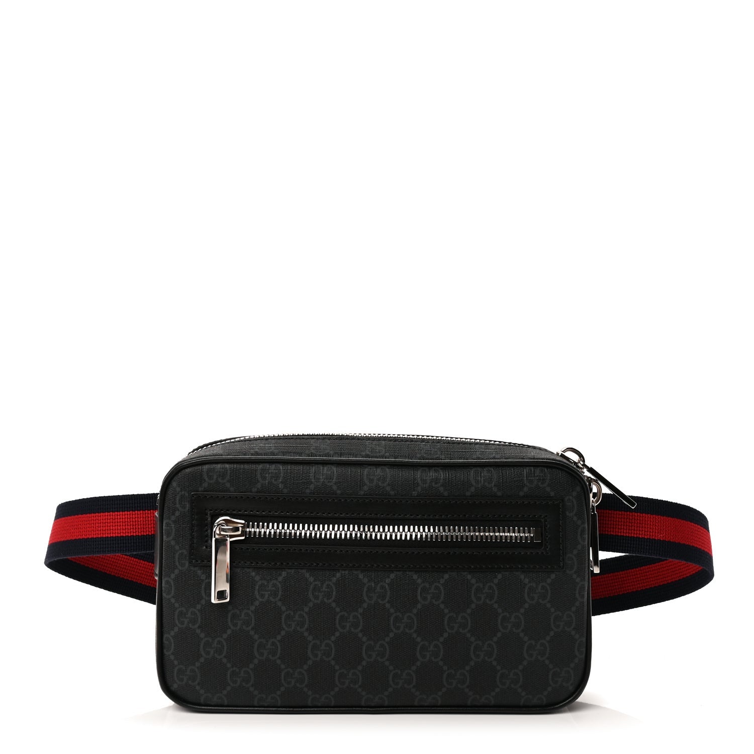Gucci Soft GG Supreme Monogram Web Belt Bag Black Grey 1 of 8