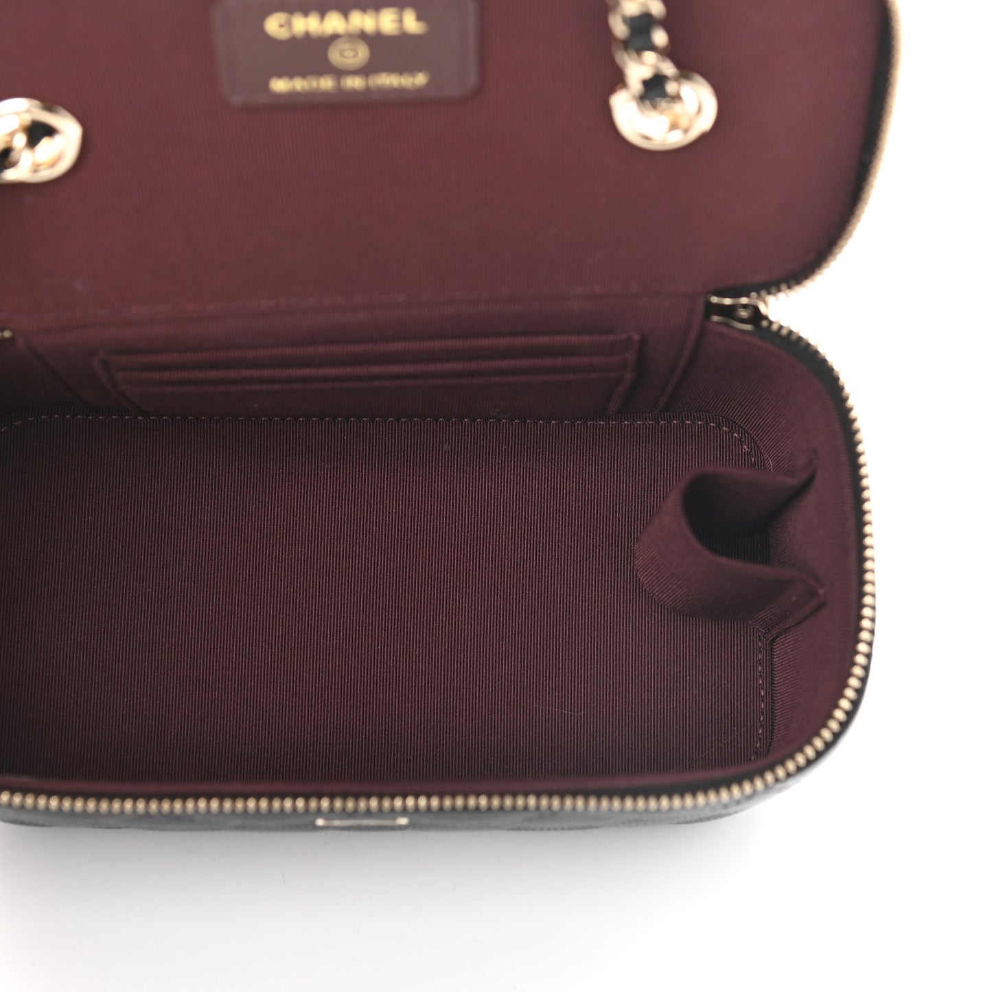 Caviar Quilted Small Vanity Case With Chain Black