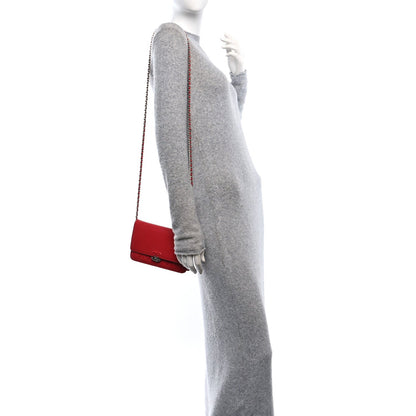 Chanel Grained Calfskin Quilted CC Box Wallet On Chain WOC Red 3 of 7