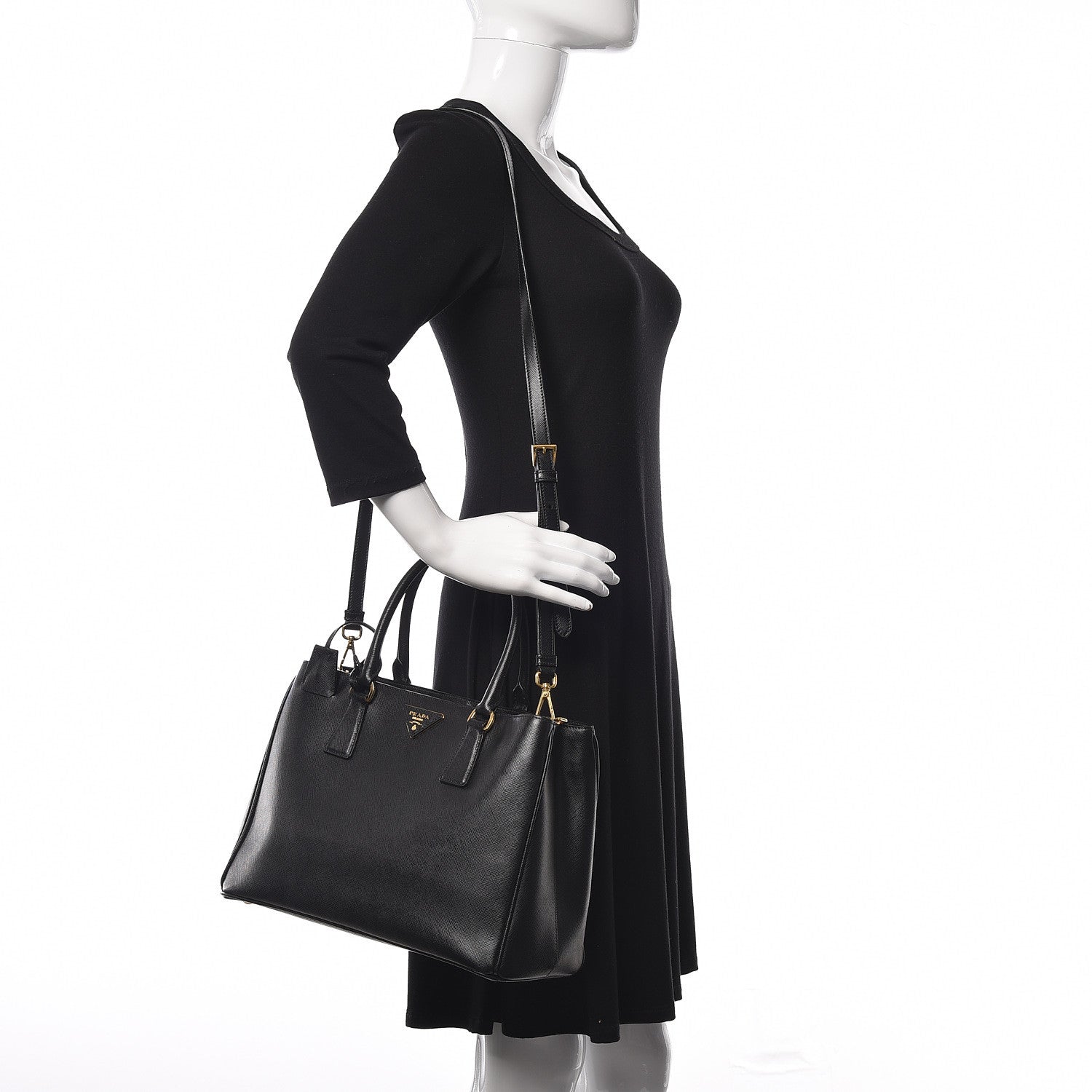 Prada Saffiano Lux Medium Tote Black 2 of 11