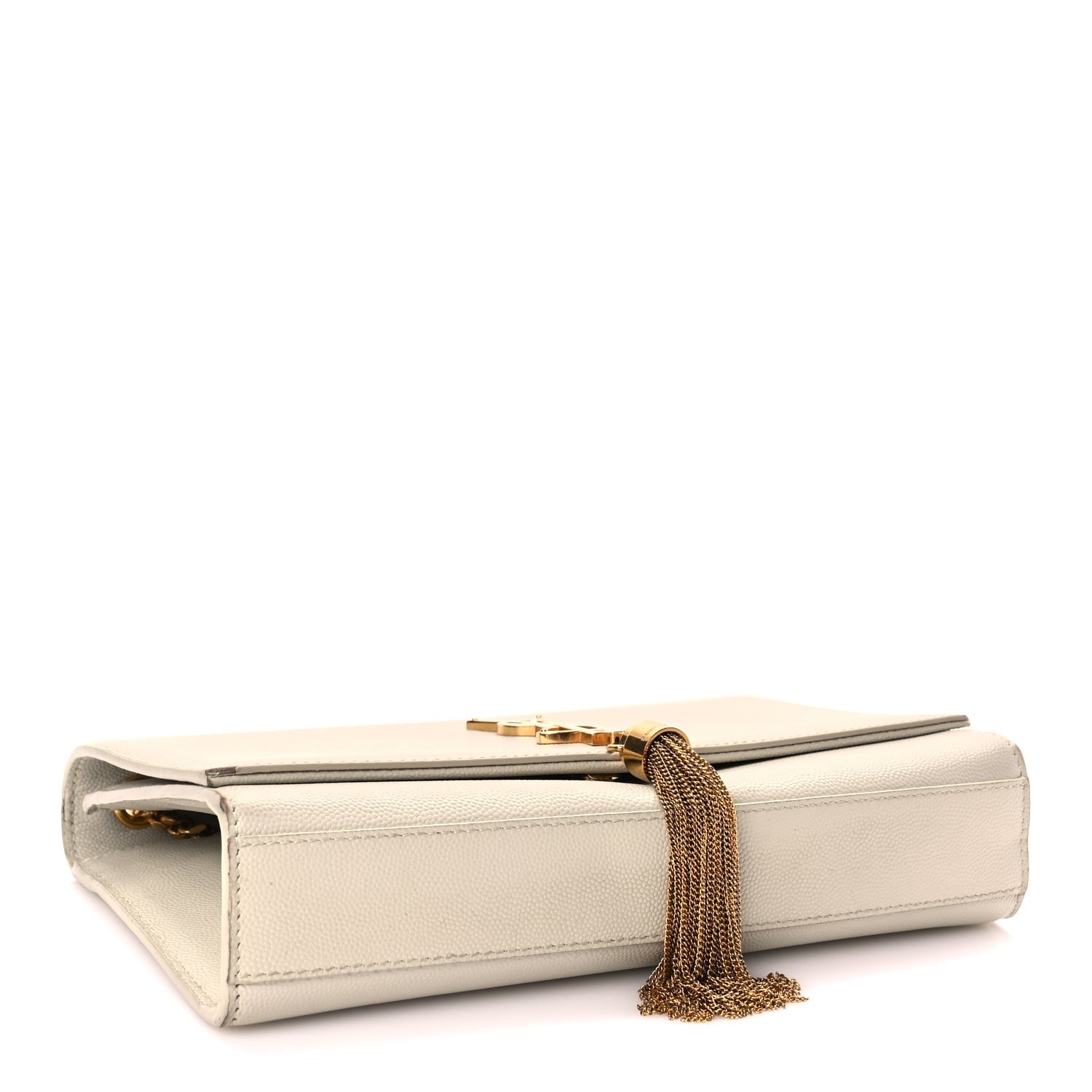 Saint Laurent Grain De Poudre Calfskin Medium Classic Monogram Kate Tassel Satchel Crema Soft 3 of 8