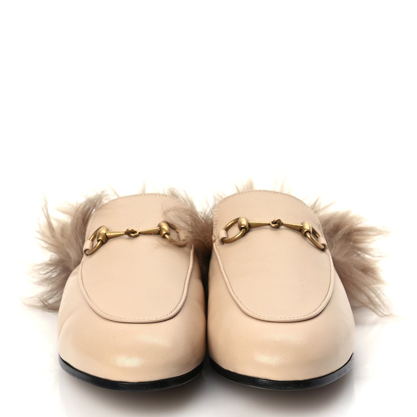 Calfskin Fur Womens Princetown Slippers 38 Beige