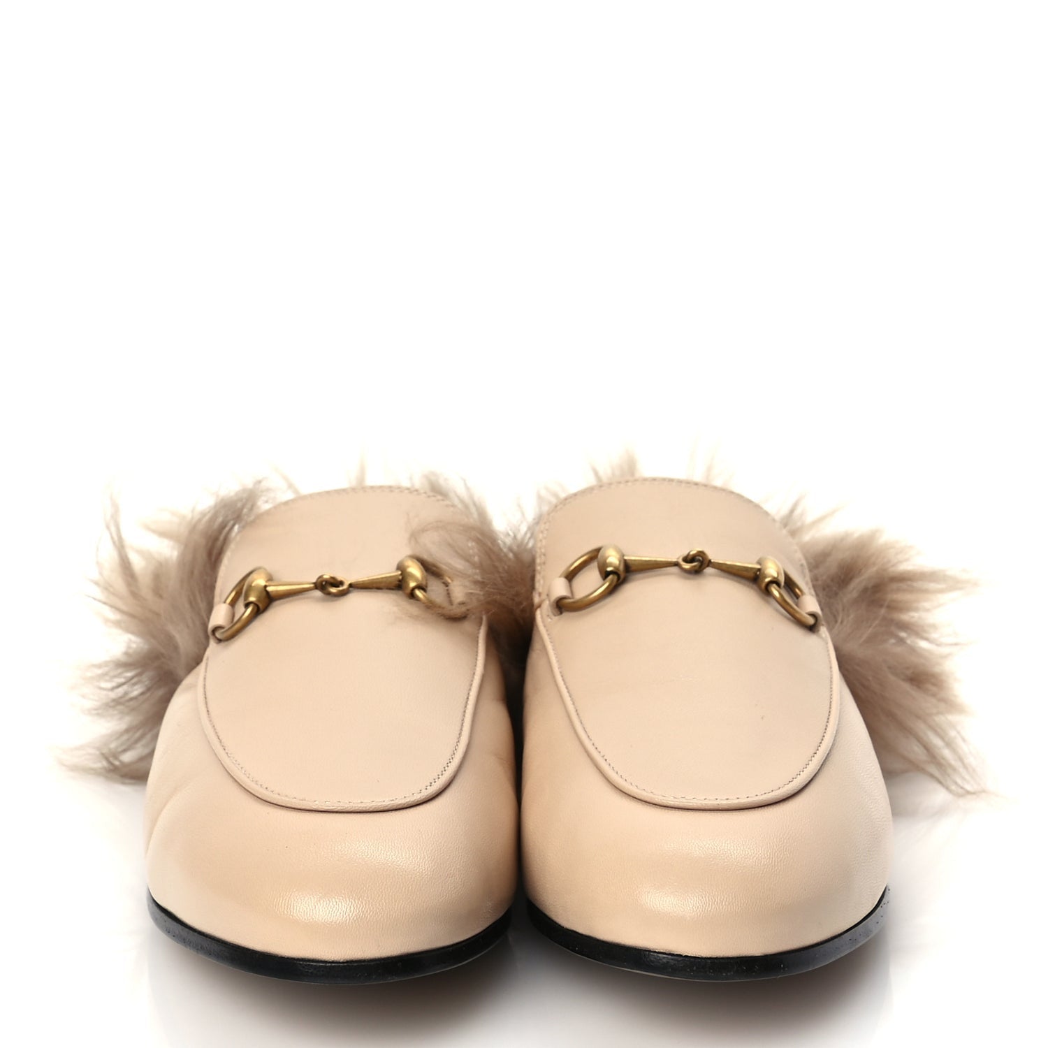 Gucci Calfskin Fur Womens Princetown Slippers 38 Beige 3 of 9
