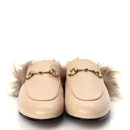 Gucci Calfskin Fur Womens Princetown Slippers 38 Beige 3 of 9