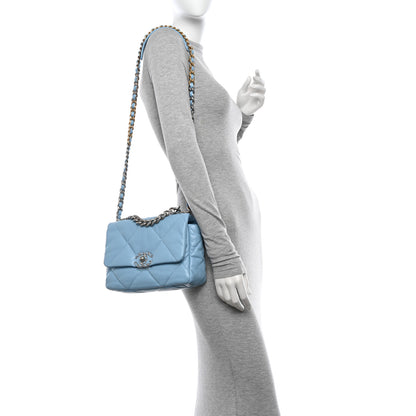 Chanel Shiny Lambskin Quilted Medium Chanel 19 Flap Light Blue 2 of 11