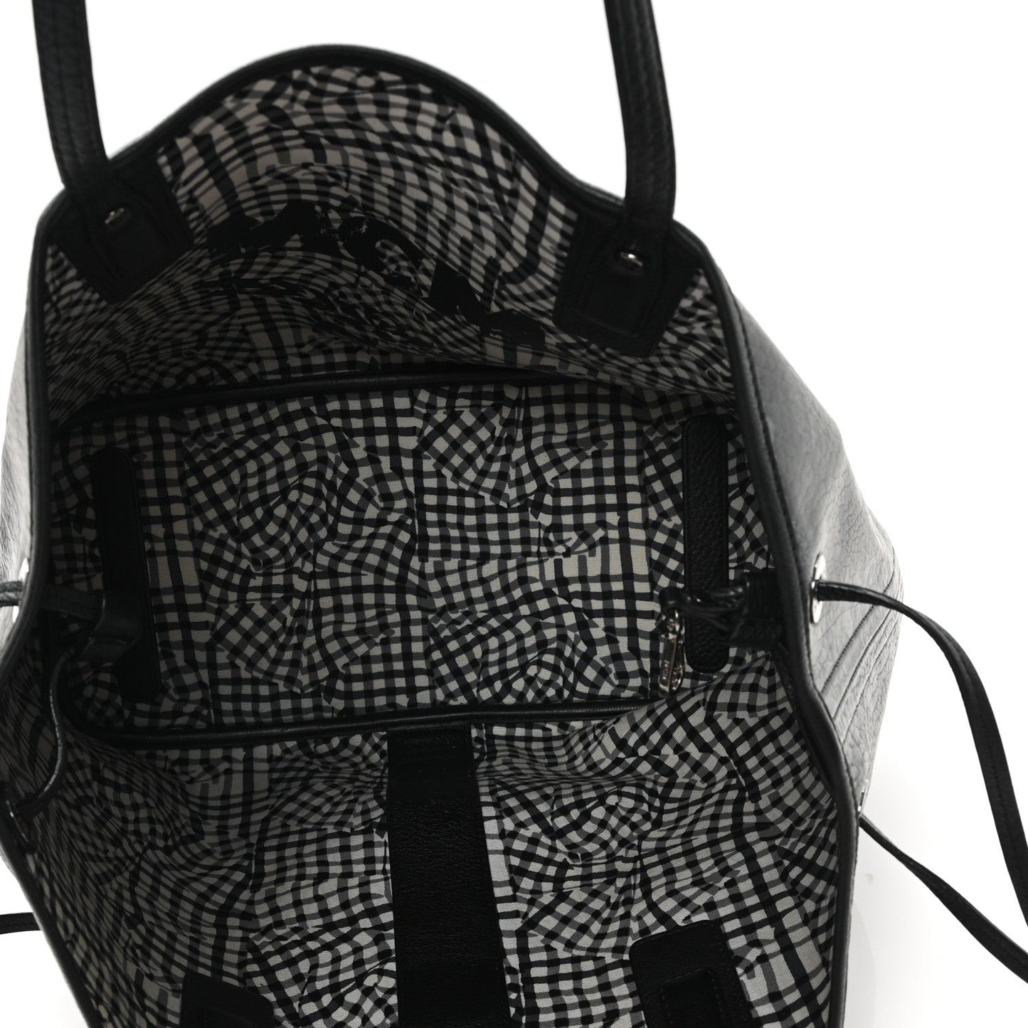 Grained Calfskin Visetos Medium Liz Reversible Shopper Tote Black
