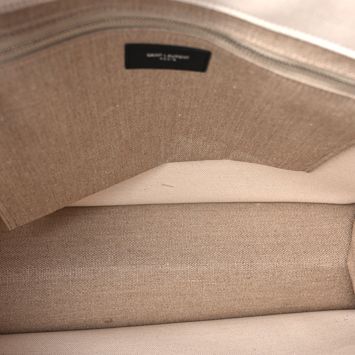 Saint Laurent Linen Calfskin Rive Gauche Tote Optic White 4 of 8