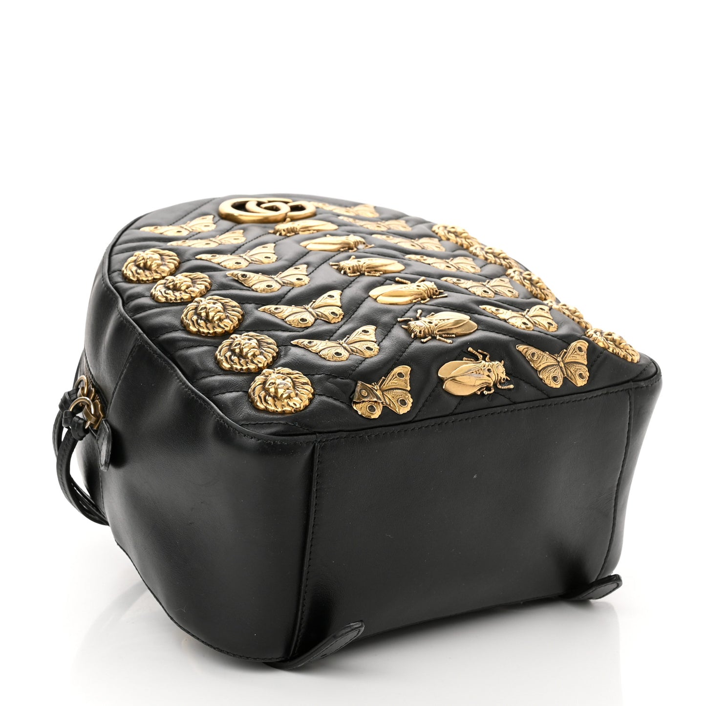 Calfskin Matelasse Animal Studs GG Marmont Dome Backpack Black