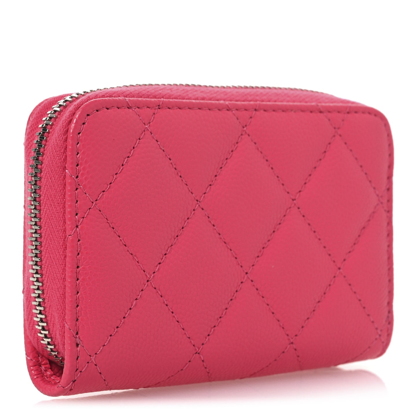 Caviar Quilted Coco Chanel CC Zip Coin Purse Fuchsia