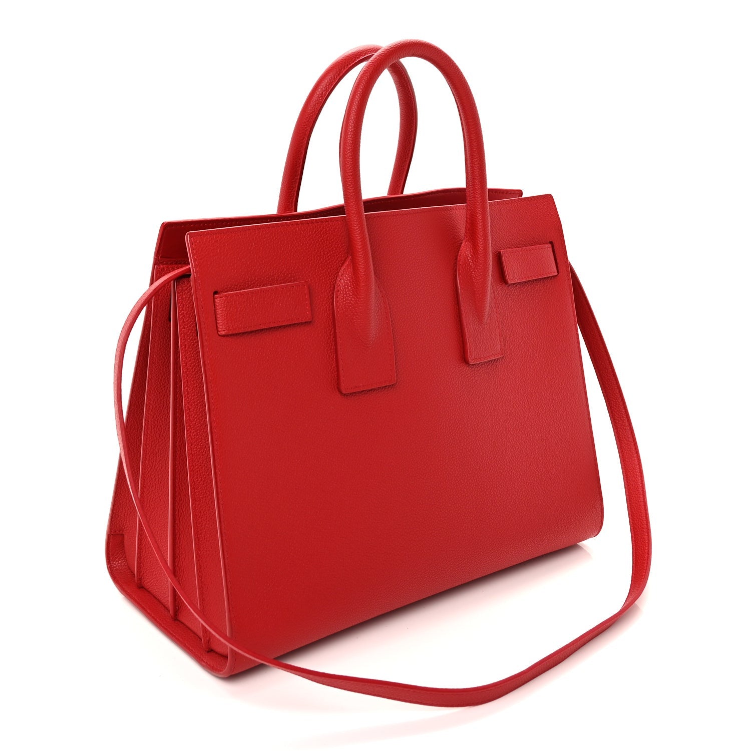 Saint Laurent Grained Calfskin Small Sac De Jour Lipstick Red 2 of 8