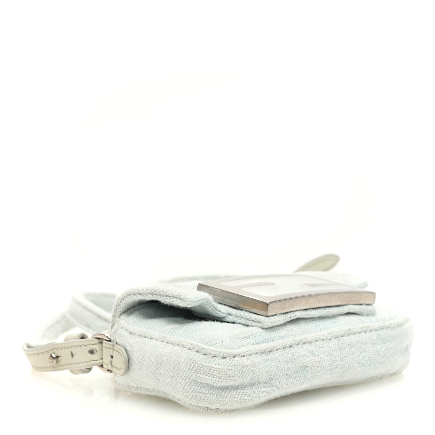 X MARC JACOBS Bleached Denim Logo Baguette Charm Off White