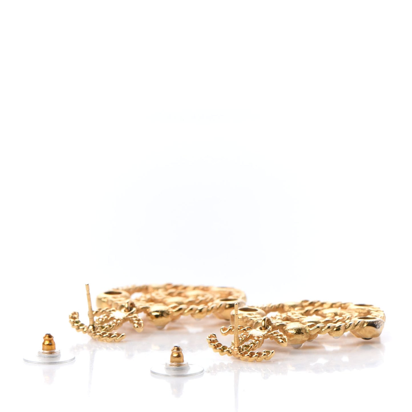 Pearl Gripoix No 5 CC Chain Drop Earrings Gold