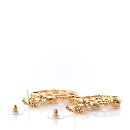 Chanel Pearl Gripoix No 5 CC Chain Drop Earrings Gold 3 of 4