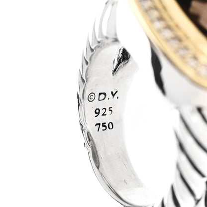 David Yurman Sterling Silver 18K Yellow Gold Diamond Smoky Quartz 14mm Albion Ring 54 6.75 5 of 5