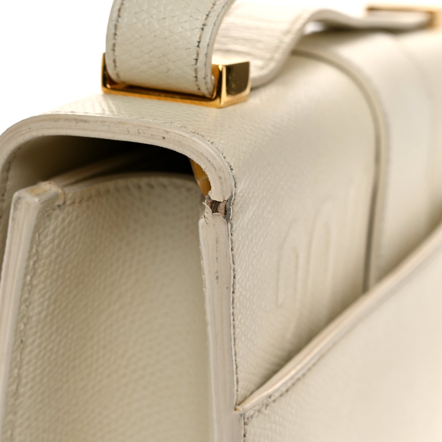 Grained Calfskin 30 Montaigne Flap Bag White