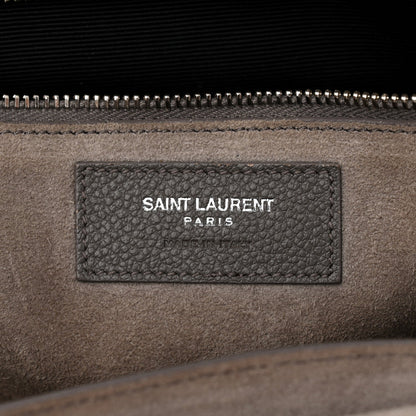 Saint Laurent Grained Calfskin Small Cabas Rive Gauche Fog 6 of 7