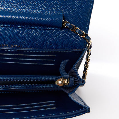 Chanel Caviar Quilted Classic Clutch With Chain Blue 13 of 14