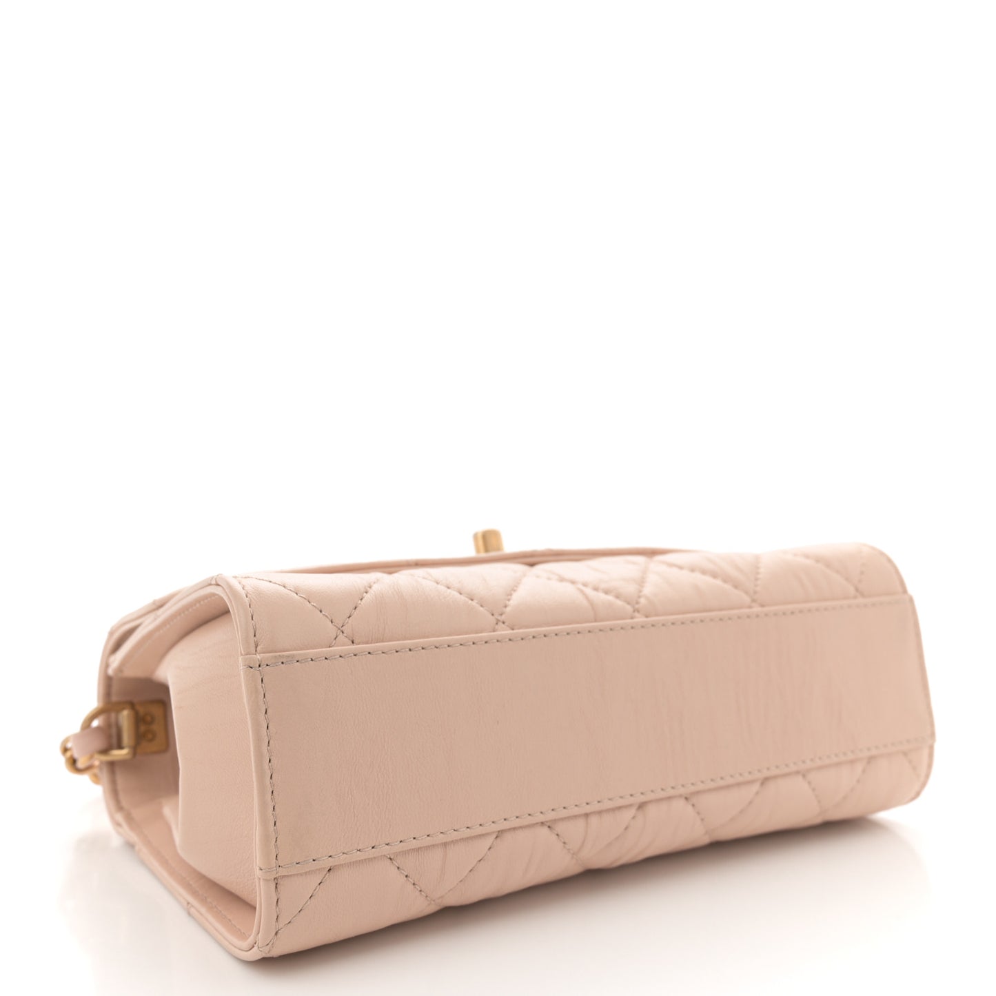Crumpled Lambskin Quilted Mini CC Links Top Handle Flap Beige