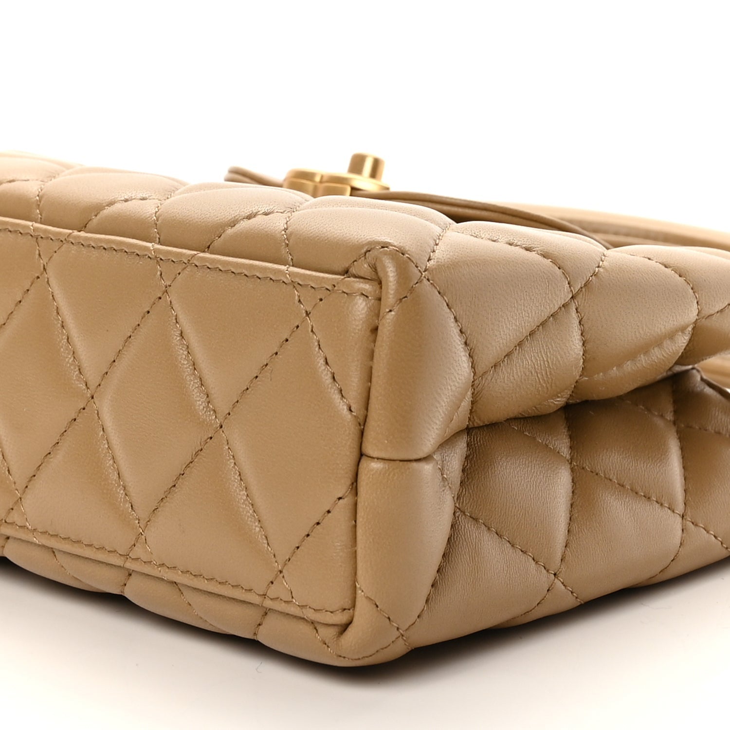 Chanel Shiny Aged Calfskin Quilted Nano Kelly Shopper Beige 8 of 9