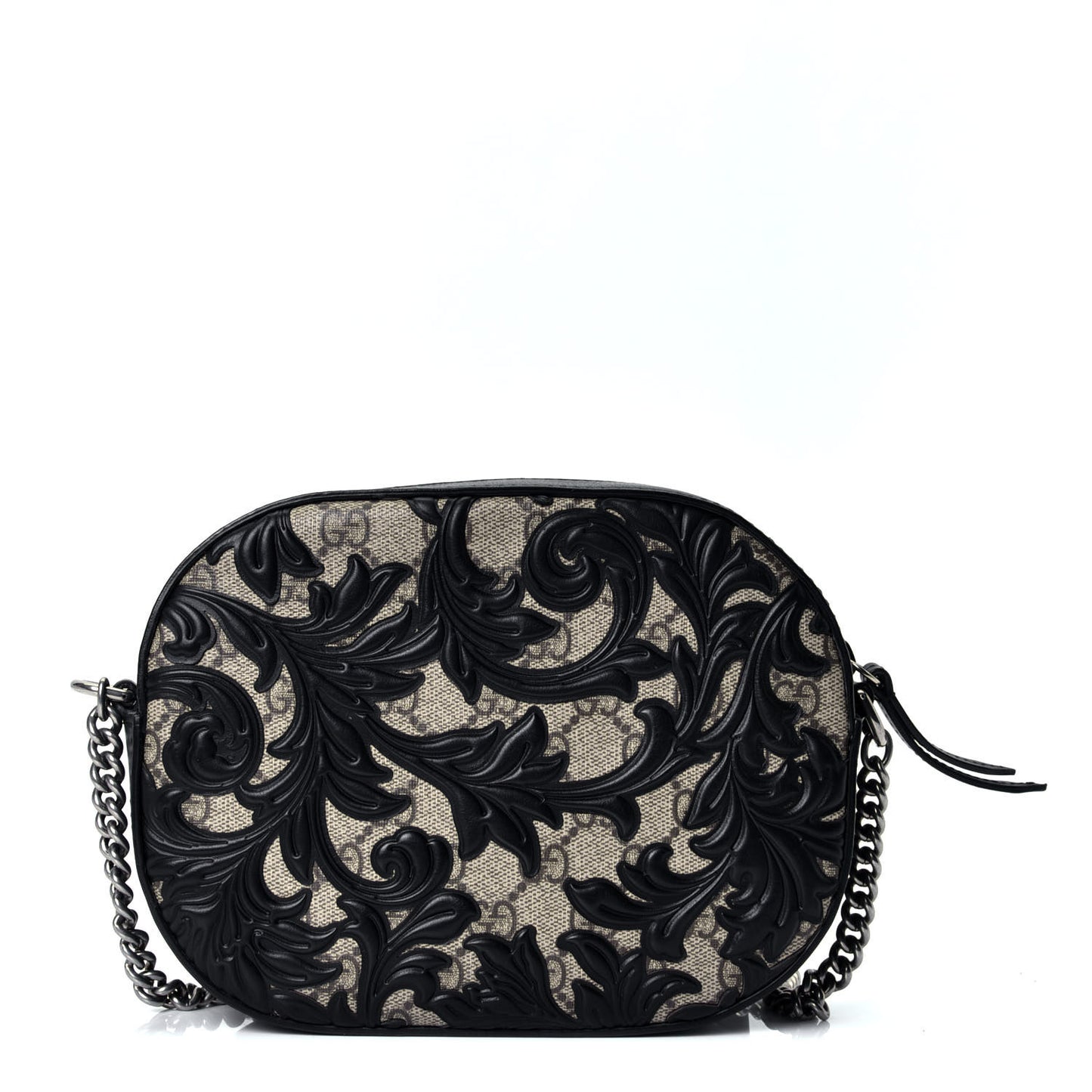 GG Supreme Monogram Arabesque Mini Chain Shoulder Bag Beige Black