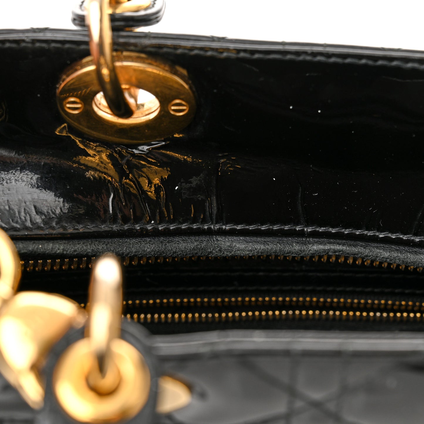 Patent Cannage Large Lady Dior Black