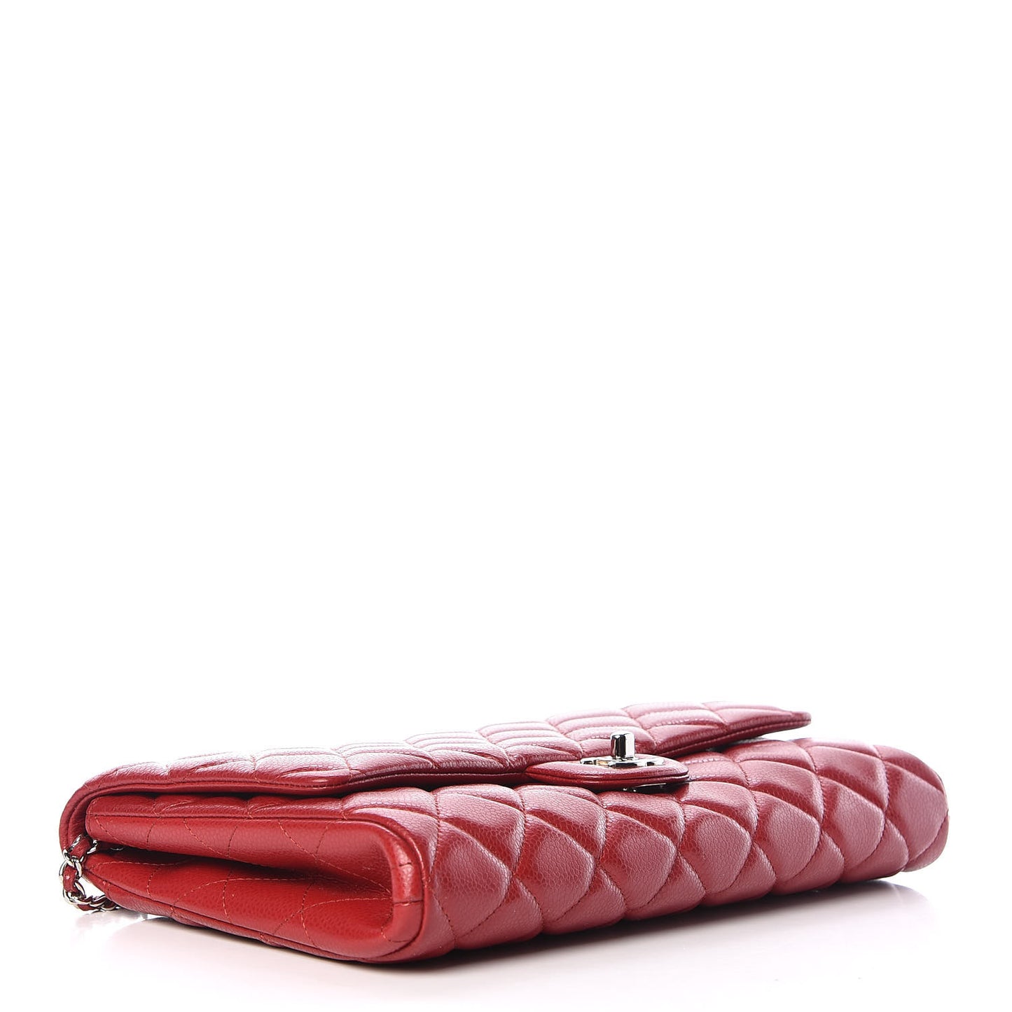 Caviar Quilted Clutch With Chain Flap Dark Red